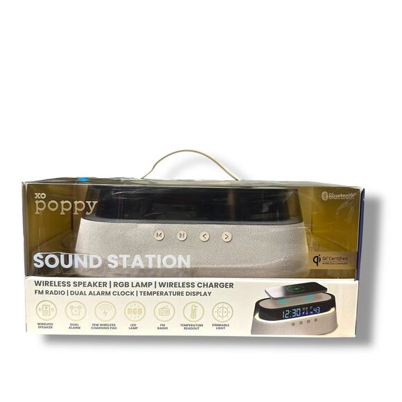 Sound Station Digital Alarm Clock Wireless Speaker Charging Pad RGB LED Lamp NEW - Picture 2 of 9